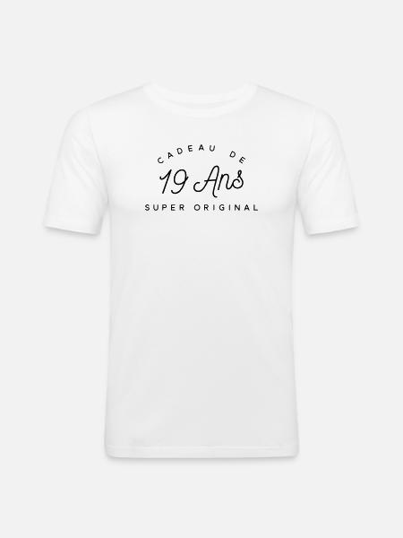 Cadeau 19 ans - T-shirt près du corps Homme - blanc