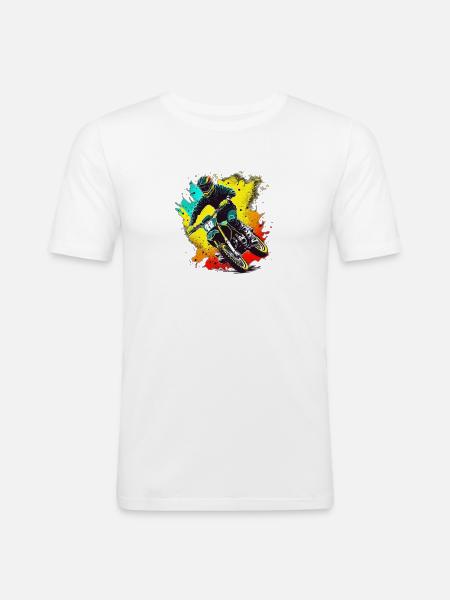 Motocross Farbexplosion - Männer Slim Fit T-Shirt - Weiß