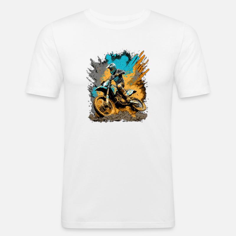 Motocross Action Schlamm Spritzer - Männer Slim Fit T-Shirt - Weiß