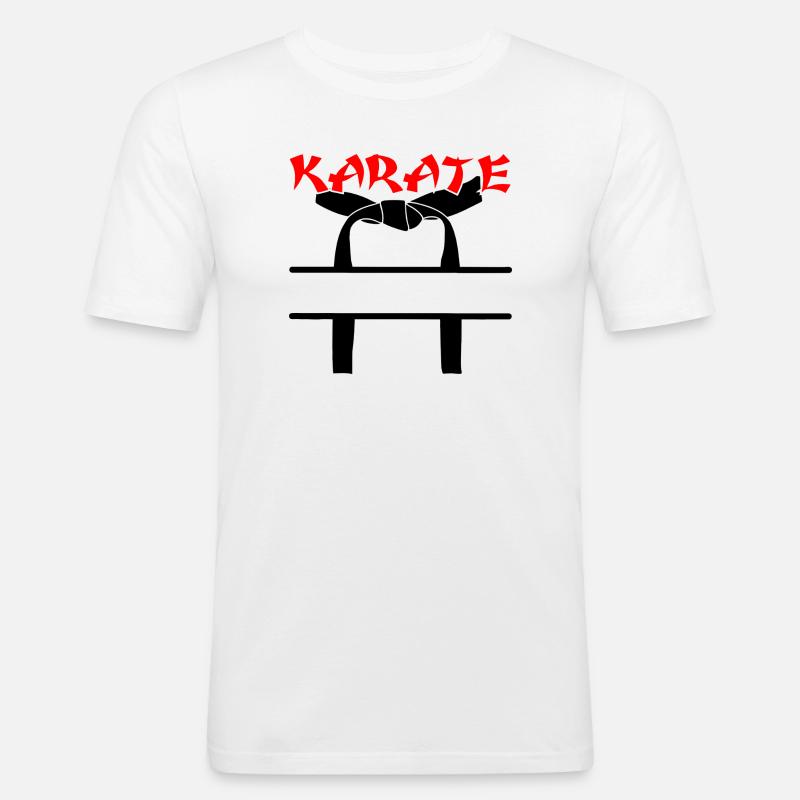 Karate mit schwarzem Gürtel - Männer Slim Fit T-Shirt - Weiß