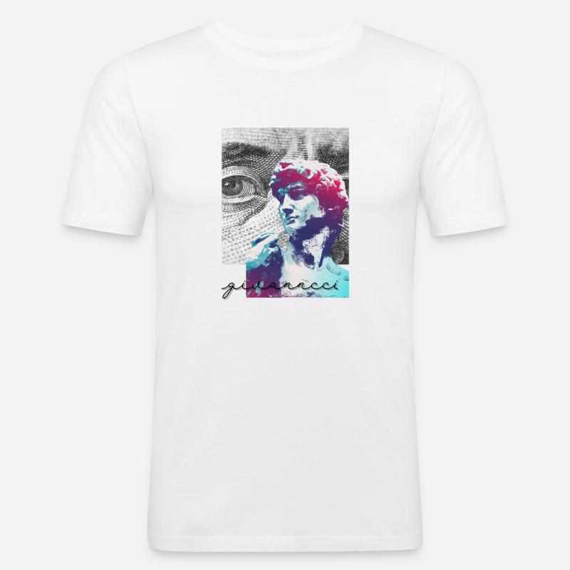 David Pop Art Farbspiel - Männer Slim Fit T-Shirt - Weiß