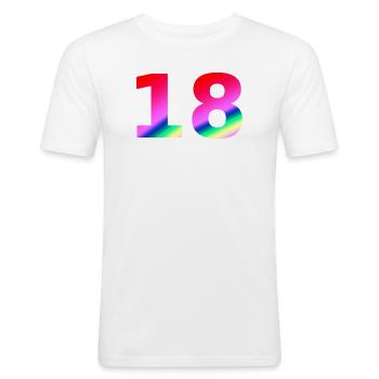 oberteile geburtstag, 18 rosatöne farbverlauf - Männer Slim Fit T-Shirt - Weiß - Vorne - Nik (191cm)