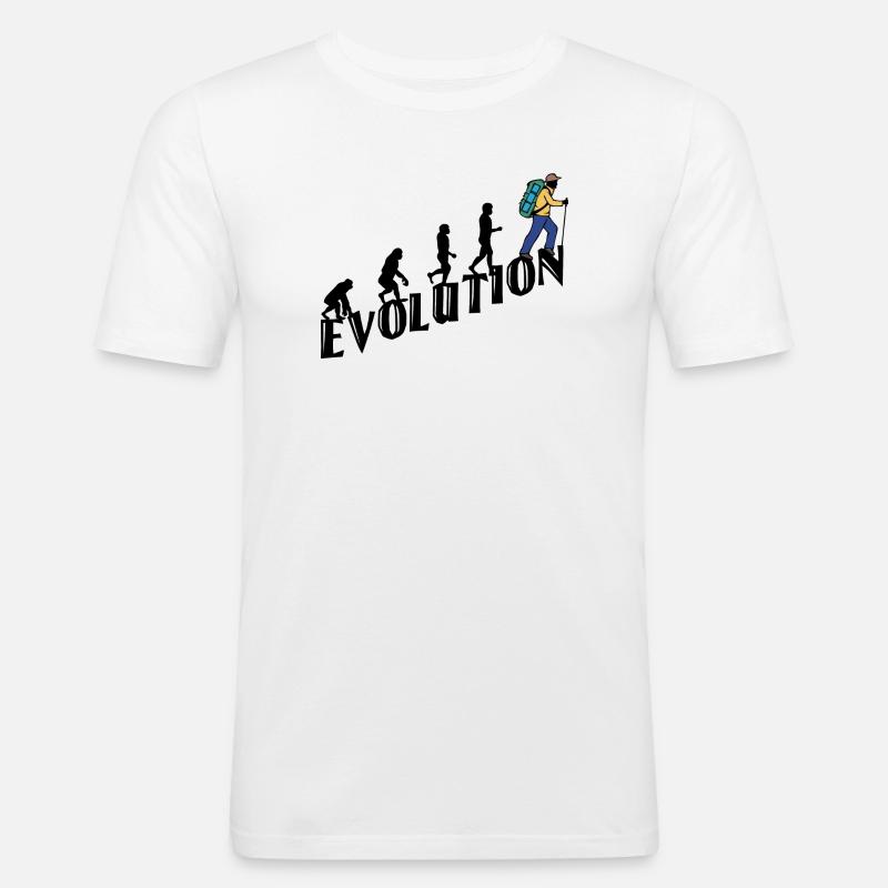 Wandern Evolution Wanderer Wanderung Klettern - Männer Slim Fit T-Shirt - Weiß
