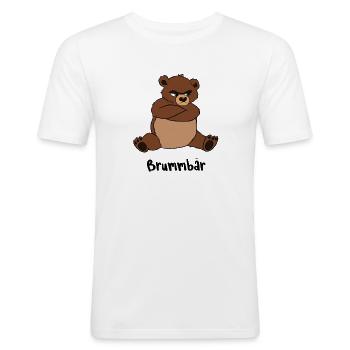 Brummbär - Männer Slim Fit T-Shirt - Weiß - Vorne - Nik (191cm)