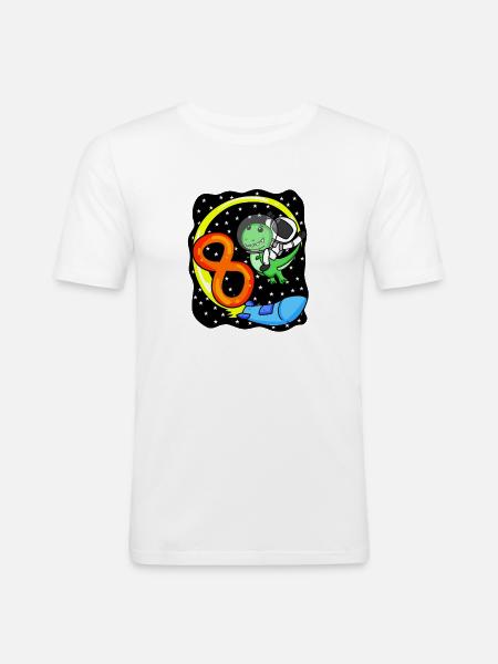 8 Birthday Boy Astronaut - eight years - Men's Slim Fit T-Shirt - white
