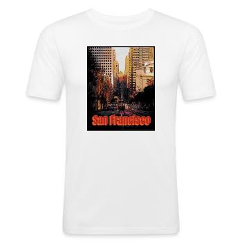 Ville de San Francisco - T-shirt près du corps Homme - blanc - Devant - Nik (191cm)