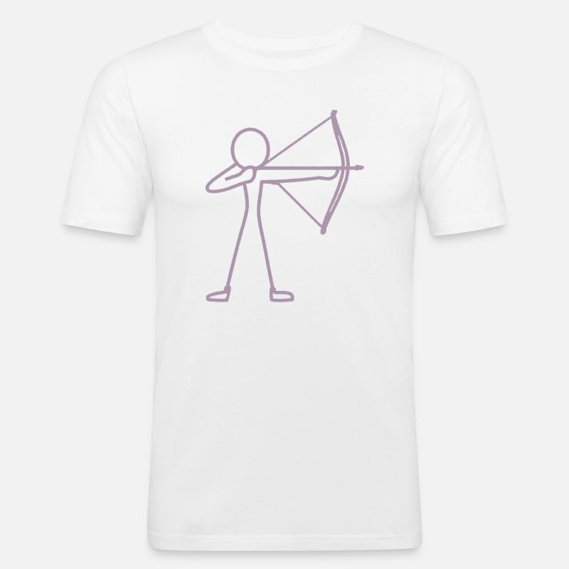 Strichmännchen Bogen Bogenschießen Bogenschütze - Männer Slim Fit T-Shirt - Weiß