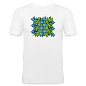 Tessellation des poissons-anges II - T-shirt près du corps Homme - blanc - Devant - Nik (191cm)