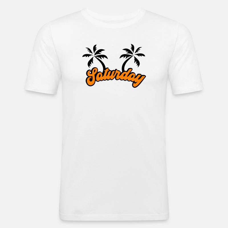 Saturday Das Wochenende Design - Männer Slim Fit T-Shirt - Weiß
