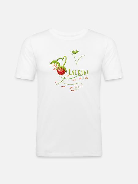 Erdbeerzeit, lecker, Erdbeere - Männer Slim Fit T-Shirt - Weiß