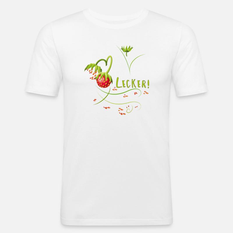 Erdbeerzeit, lecker, Erdbeere - Männer Slim Fit T-Shirt - Weiß