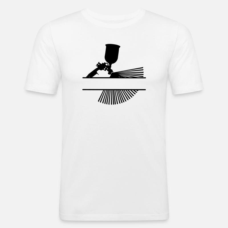 Spray mit Textbanner - Männer Slim Fit T-Shirt - Weiß