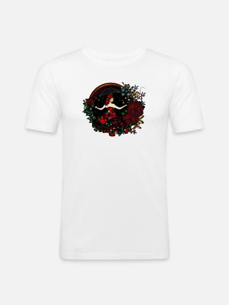 Prinsesse i haven om natten i jugendstil look - Herre Slim Fit T-Shirt - hvid