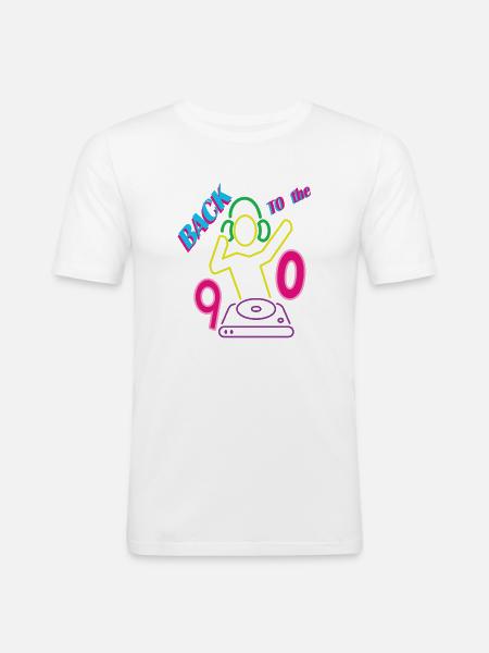 Back to the 90s with DJ - Men's Slim Fit T-Shirt - white