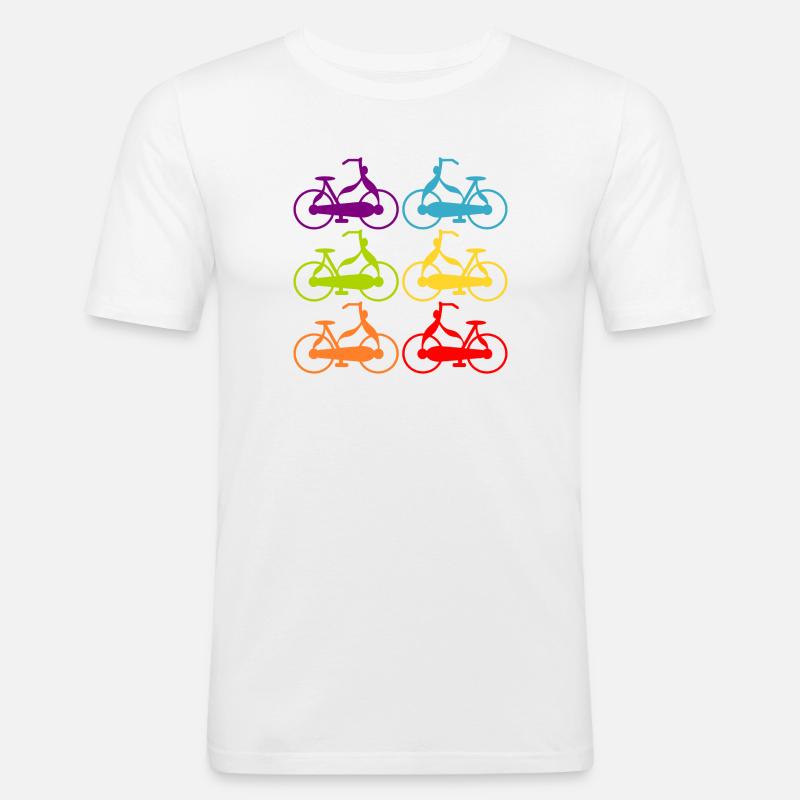 Rainbow Bicycles CYCLISTS - Men's Slim Fit T-Shirt - white