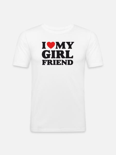 I Love My Girlfriend - Men's Slim Fit T-Shirt - white