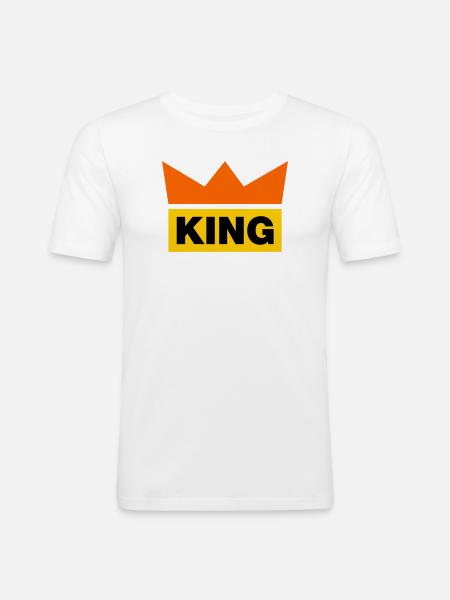 King / 3 Farben - Männer Slim Fit T-Shirt - Weiß