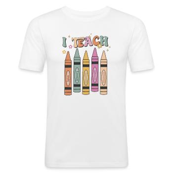 J’enseigne l’amour, la bravoure, l’égalité, la force et la gentillesse - T-shirt près du corps Homme - blanc - Devant - Nik (191cm)