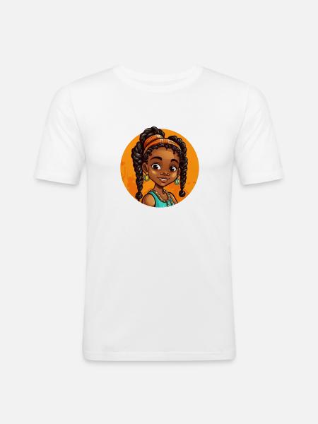 Elegant Afro-Heroine Illustration - Men's Slim Fit T-Shirt - white