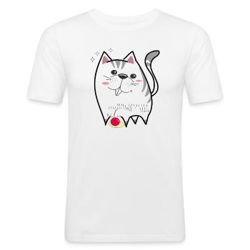 niedliche Katze - Männer Slim Fit T-Shirt - Weiß - Vorne - Nik (191cm)