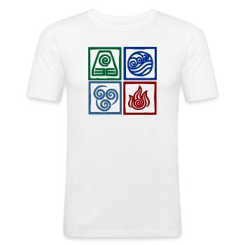 Nation, Symbole, Logo des Vier-Kräfte-Quadrats - Männer Slim Fit T-Shirt - Weiß - Vorne - Nik (191cm)