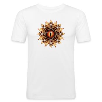 magic eye of a dragon in medallion style - Men's Slim Fit T-Shirt - white - Front - Nik (191cm)