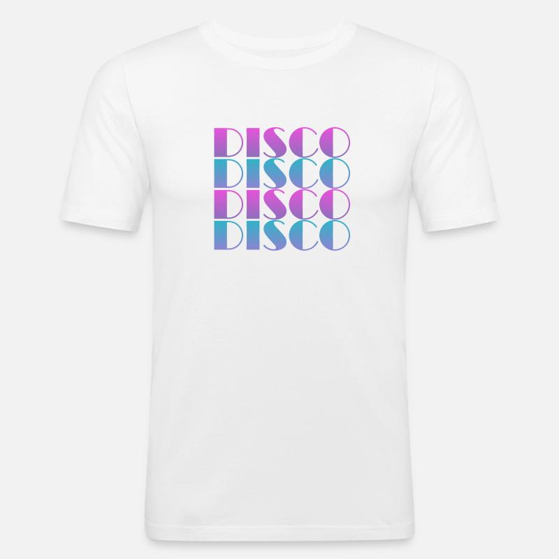 Lebendiges Disco-Textmuster-Design - Männer Slim Fit T-Shirt - Weiß