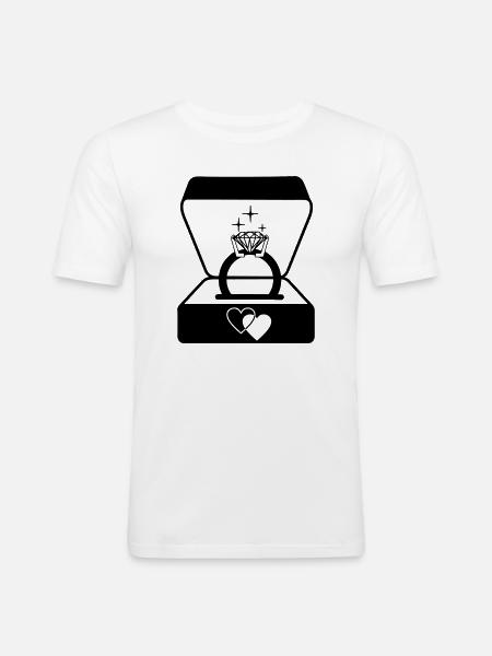 Juwelier Ehering in Box - Männer Slim Fit T-Shirt - Weiß