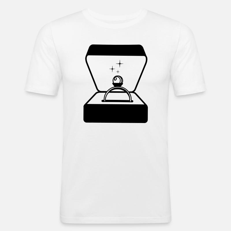 Ring mit Perle in Box - Männer Slim Fit T-Shirt - Weiß