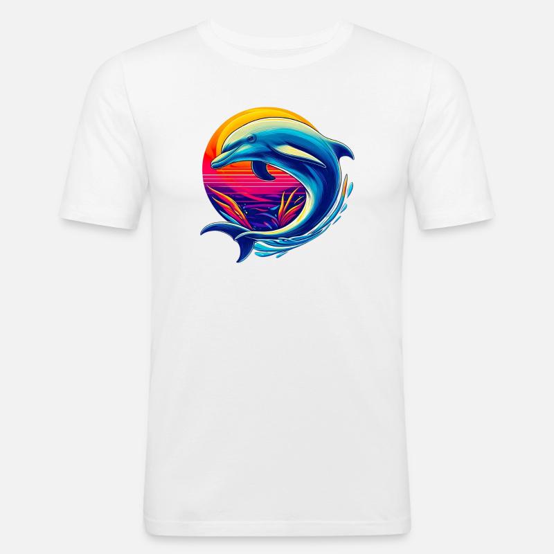 Delfin - Männer Slim Fit T-Shirt - Weiß