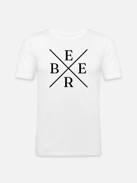 Beer Cross Logo - Männer Slim Fit T-Shirt - Weiß