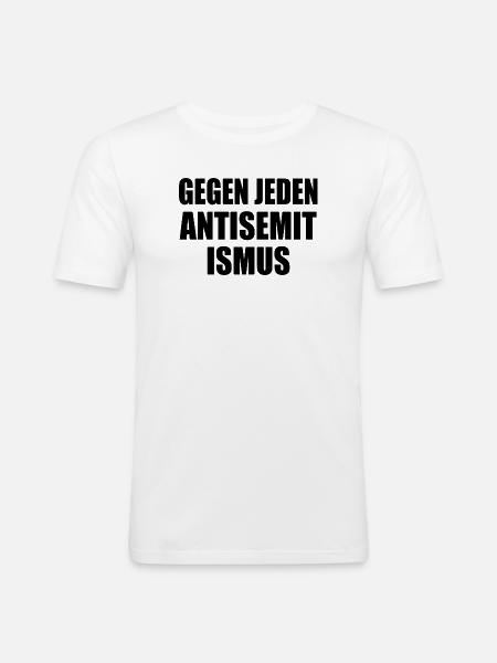 Gegen jeden antisemitismus - Männer Slim Fit T-Shirt - Weiß