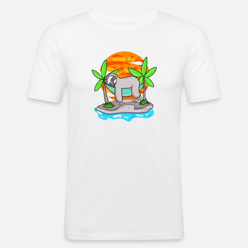 Faultier am Strand - Männer Slim Fit T-Shirt - Weiß