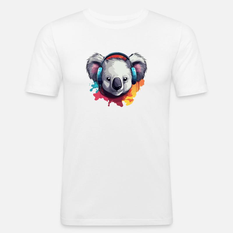 Koala mit Kopfhörer Koalabären - Männer Slim Fit T-Shirt - Weiß
