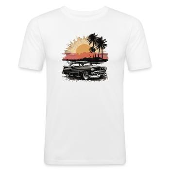 Classic Cars 1950 - Männer Slim Fit T-Shirt - Weiß - Vorne - Nik (191cm)
