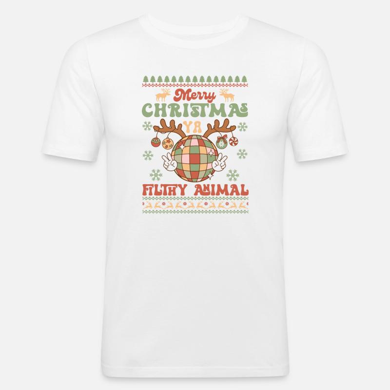 Hässlicher Weihnachtspullover - Männer Slim Fit T-Shirt - Weiß