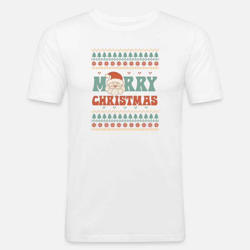 Hässlicher Weihnachtspullover - Männer Slim Fit T-Shirt - Weiß