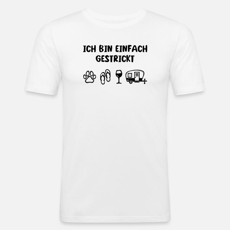 Relaxen Wanderer Camping Statement Wohnwagen - Männer Slim Fit T-Shirt - Weiß