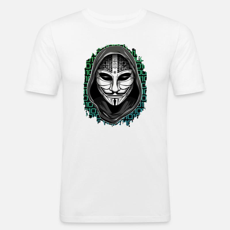 Anonymous Hacker - Männer Slim Fit T-Shirt - Weiß