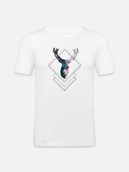 Geometric Deer – Modern Nature Design - Men's Slim Fit T-Shirt - white