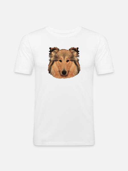 hunde tees mädchen, langhaar collie - Männer Slim Fit T-Shirt - Weiß
