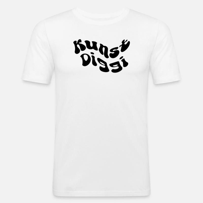 Kunst Diggi - Männer Slim Fit T-Shirt - Weiß