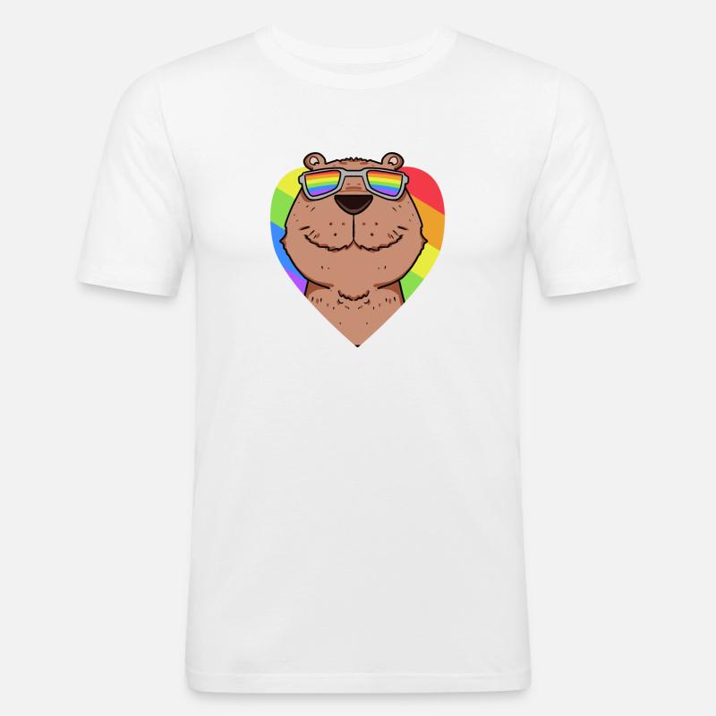 Capybara Wasserschwein Regenbogen - Männer Slim Fit T-Shirt - Weiß