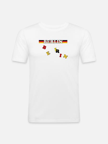 Berlin Banner German Flag Letters - Men's Slim Fit T-Shirt - white