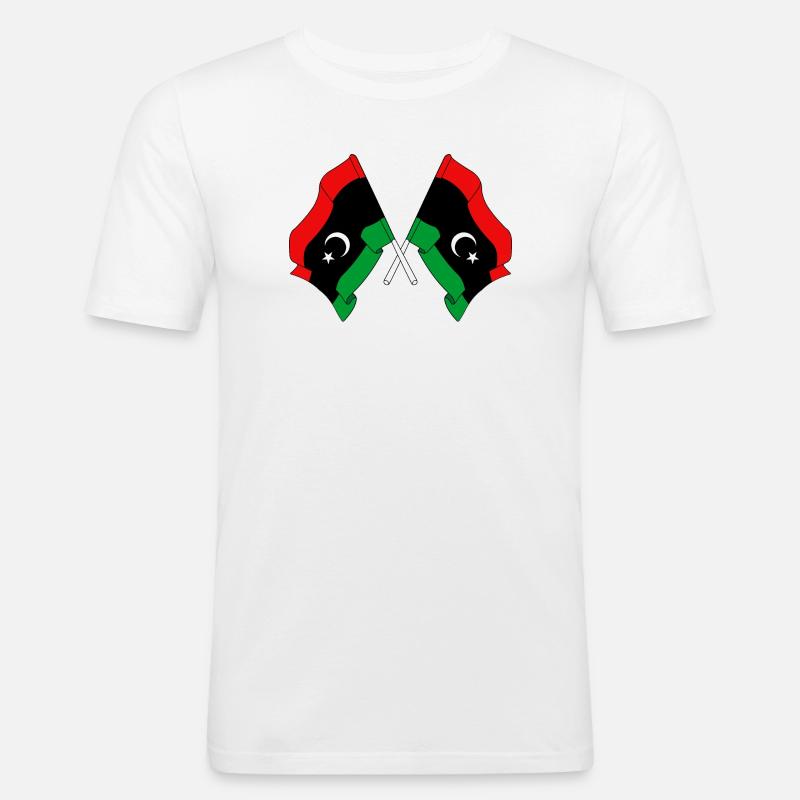 Two flags Libya - Men's Slim Fit T-Shirt - white