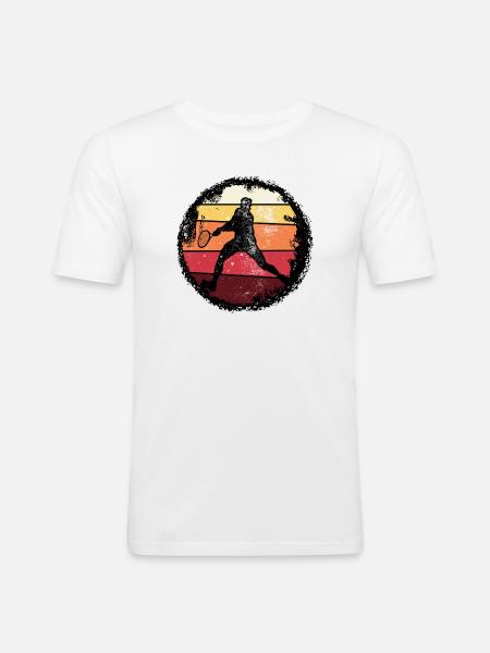 Retro Sunset Tennis Silhouette - Men's Slim Fit T-Shirt - white