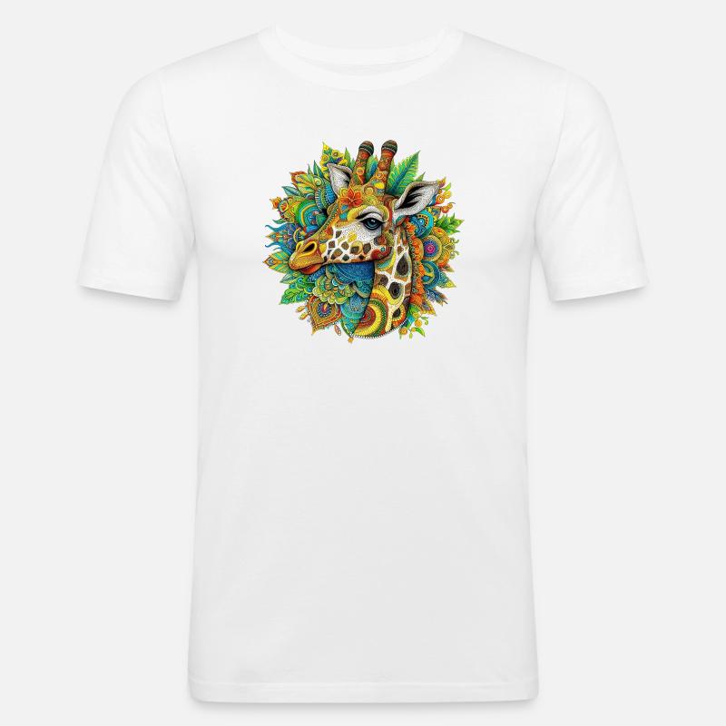 Giraffe mit Mandalas verziert - Männer Slim Fit T-Shirt - Weiß