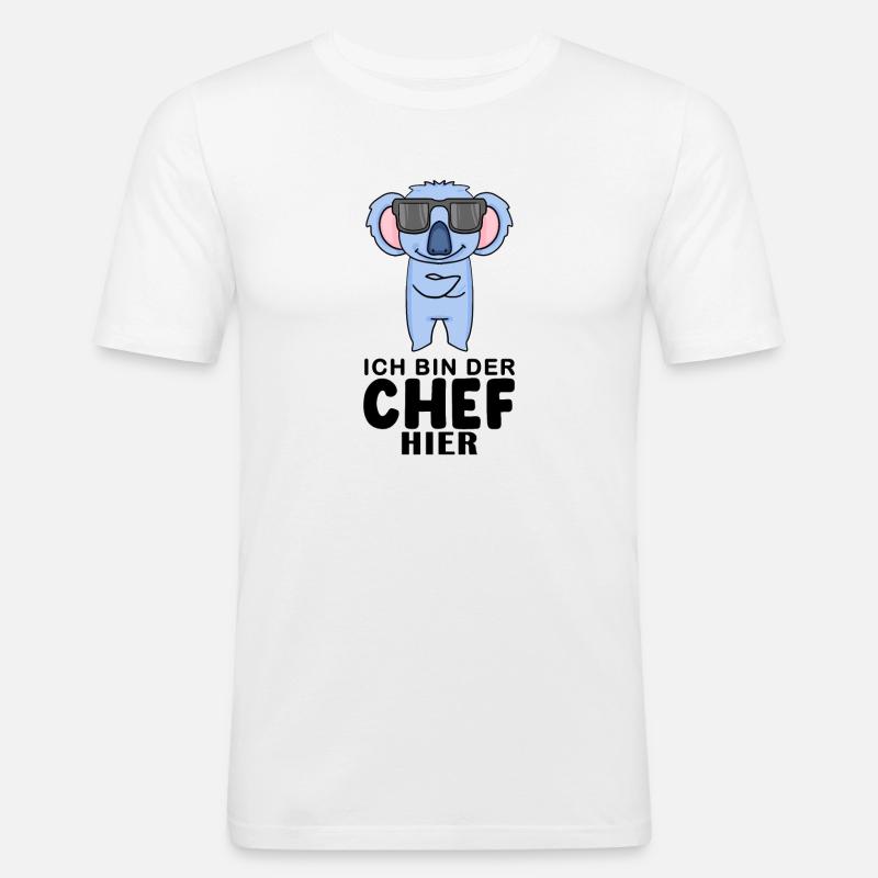 Chef Spruch mit Koala Motiv - Männer Slim Fit T-Shirt - Weiß