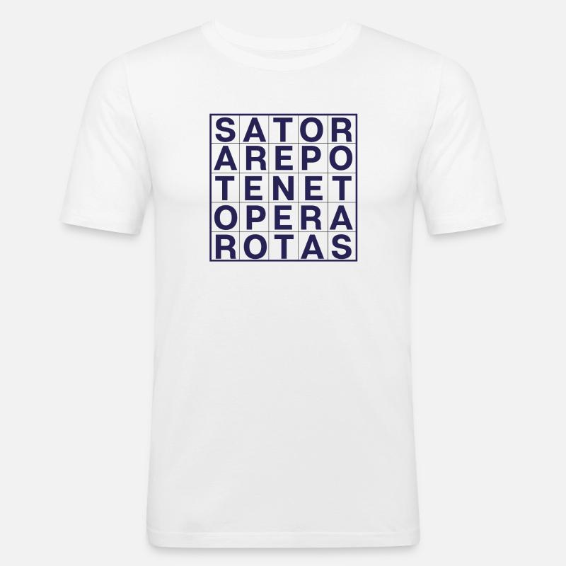 Sator-Rotas - Männer Slim Fit T-Shirt - Weiß