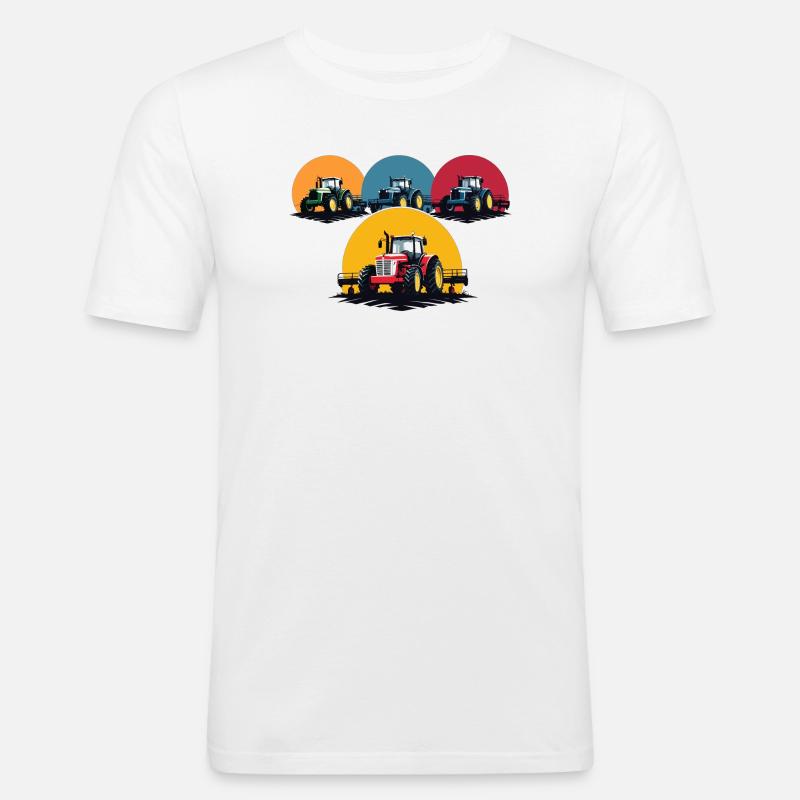 Bauer Traktor - Männer Slim Fit T-Shirt - Weiß